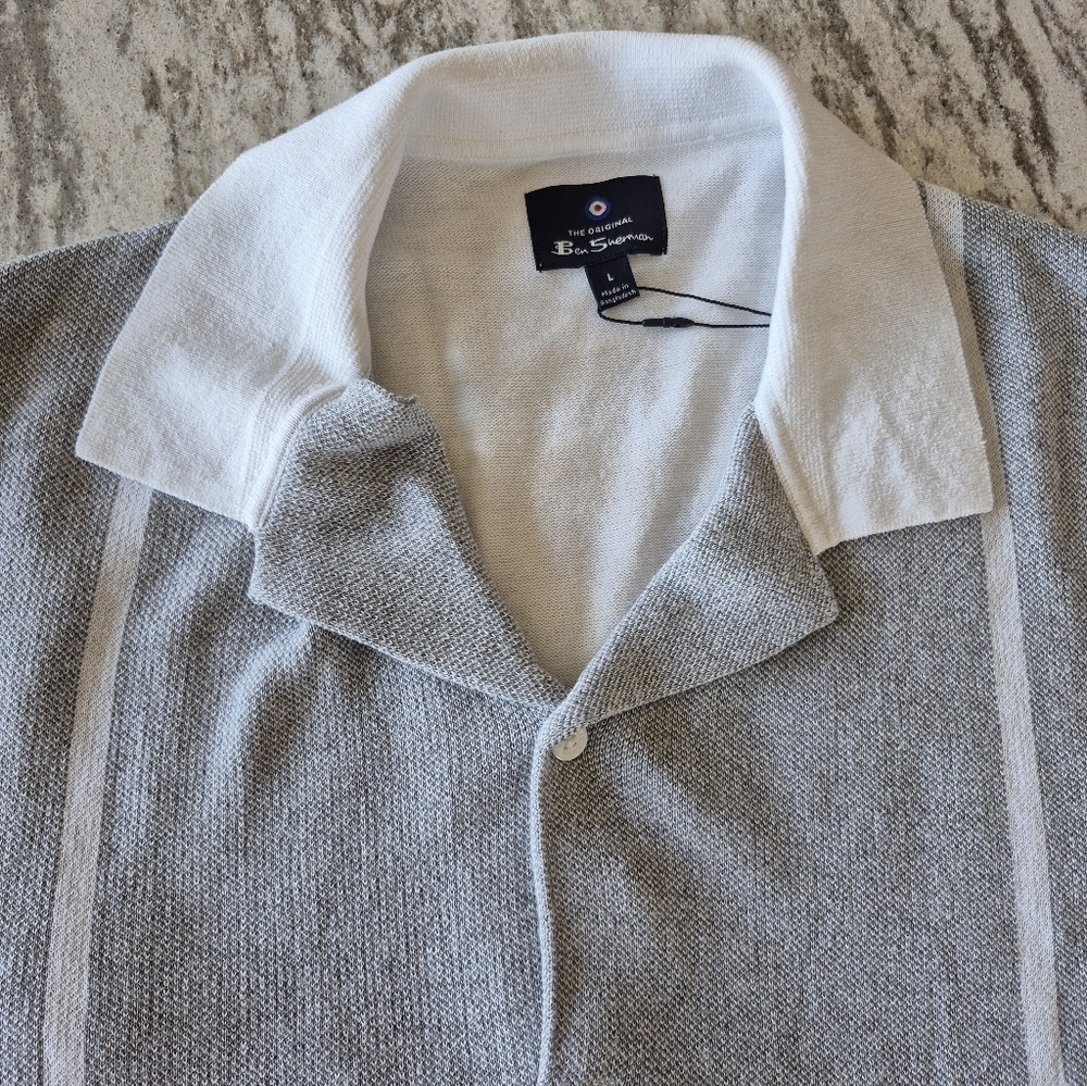 Ben Sherman Button Up Sweater Polo Shirt Size Large New